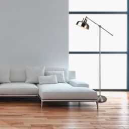 First Choice Lighting Satin Nickel Lever Arm Floor Lamp in Silver - thumbnail 5