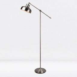 First Choice Lighting Satin Nickel Lever Arm Floor Lamp in Silver - thumbnail 3