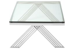 Orsina Clear Glass Coffee Table With Stainless Steel Legs, Silver Finish Coffee Table, Lounge Table, Patio Table - thumbnail 3