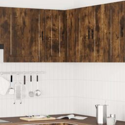 "Berkfield Home Kitchen Wall Corner Cabinet ""Porto"" Smoked Oak Engineered Wood in Brown" - thumbnail 3