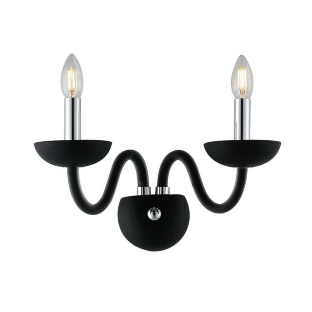 Netlighting ALFIERE Twin 2 Light Candle Wall Light Black 37x26x23cm - Size: 37 x 26 x 23 cm