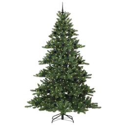 Berkfield Home Artificial Hinged Christmas Tree with 300 LEDs 240 cm PVC in Green - thumbnail 3