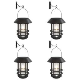 Berkfield Home Solar Outdoor Wall Lanterns 4 pcs White in Black - thumbnail 3