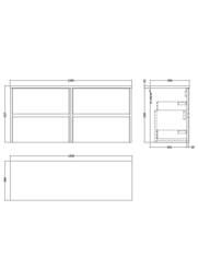 Balterley Chartley 4 Drawer Wall Hung Vanity Unit, Graphite Grey, 1200mm in Grey - thumbnail 2