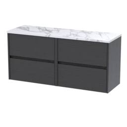 Balterley Chartley 4 Drawer Wall Hung Vanity Unit, Graphite Grey, 1200mm in Grey