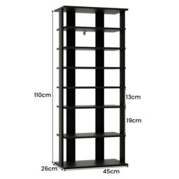 Costway 7 Tiers Double Shoe Rack Entryway Tall Display Shelf Vertical Corner Shoe Stand Shelf for 14 in Black - thumbnail 2