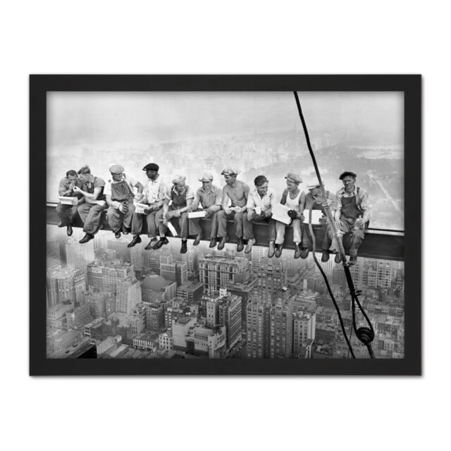 "Artery8 Wall Art Print Lunch Atop A Skyscraper New York 1932 Iconic Photo Large Framed Wall Décor Art in Black - Size: W18"" x H24""" - image 1