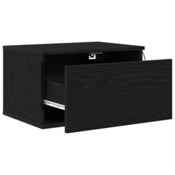 Berkfield Home Bedside Cabinet with LED Wall-Mounted Black Oak 50x36x30 cm - Size: 50 x 36 x 30 cm - thumbnail 5