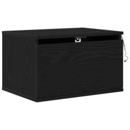 Berkfield Home Bedside Cabinet with LED Wall-Mounted Black Oak 50x36x30 cm - Size: 50 x 36 x 30 cm - thumbnail 2