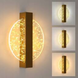 Pheashine Modern Luxury Gold Foil Acrylic Wall Sconce 12W 3-Color 3000-6500K