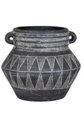 KDMD Etched Collection Tall Handle Pot With Etched Detail in Black - thumbnail 2