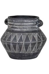 KDMD Etched Collection Tall Handle Pot With Etched Detail in Black - thumbnail 1