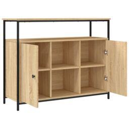 Berkfield Home Sideboard Sonoma Oak 100x35x80 cm Engineered Wood in Brown - Size: 100 x 35 x 80 cm - thumbnail 5