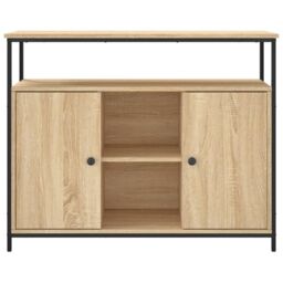 Berkfield Home Sideboard Sonoma Oak 100x35x80 cm Engineered Wood in Brown - Size: 100 x 35 x 80 cm - thumbnail 6