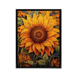 "Artery8 Sunflower Floral Art Nouveau Framed Canvas Wall Art Print in Yellow - Size: W12"" x H16""" - thumbnail 1