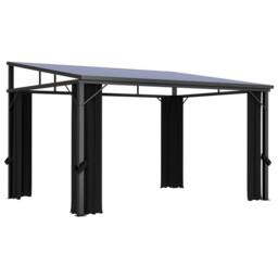 Berkfield Home Gazebo with Curtain 405x294x244 cm Anthracite in Black - Size: 405 x 294 x 244 cm - thumbnail 1