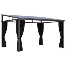 Berkfield Home Gazebo with Curtain 405x294x244 cm Anthracite in Black - Size: 405 x 294 x 244 cm - thumbnail 2
