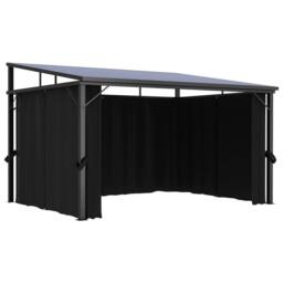 Berkfield Home Gazebo with Curtain 405x294x244 cm Anthracite in Black - Size: 405 x 294 x 244 cm - thumbnail 6