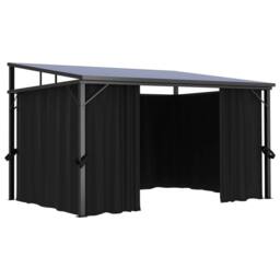 Berkfield Home Gazebo with Curtain 405x294x244 cm Anthracite in Black - Size: 405 x 294 x 244 cm - thumbnail 5