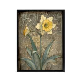 "Artery8 Daffodil Flower Art Nouveau Framed Canvas Wall Art Print - Size: W12"" x H16""" - thumbnail 1