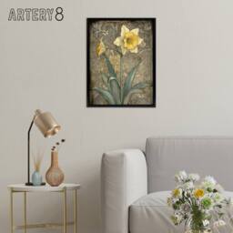 "Artery8 Daffodil Flower Art Nouveau Framed Canvas Wall Art Print - Size: W12"" x H16""" - thumbnail 3