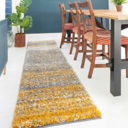 Kukoon Soft Shaggy Rugs Deep Pile Fluffy Yellow Stripe Bedroom Carpet Mat - Size: 160 cm x 230 cm - thumbnail 4
