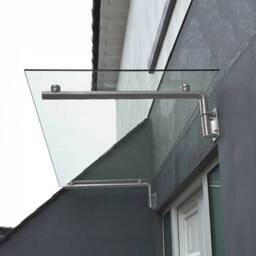 Monstershop Glass Door Canopy & Brackets - 120cm W x 80cm D in Silver - Size: 120 cm W x 80 cm D - thumbnail 1