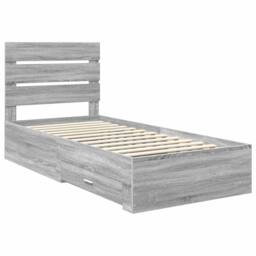 Berkfield Home Bed Frame Grey Sonoma & Silver 75 x 190 cm Engineered Wood - thumbnail 4
