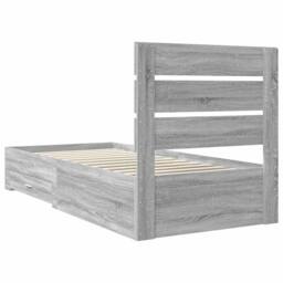 Berkfield Home Bed Frame Grey Sonoma & Silver 75 x 190 cm Engineered Wood - thumbnail 9