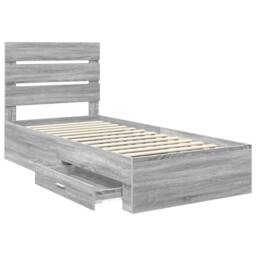 Berkfield Home Bed Frame Grey Sonoma & Silver 75 x 190 cm Engineered Wood - thumbnail 5