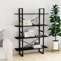 Berkfield Home Decorative 4-Tier Book Cabinet Black 100x30x140 cm Solid Pine Wood - Size: 100 x 30 x 140 cm - thumbnail 1
