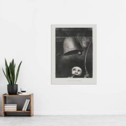 "Artery8 A Mask Tolls The Funeral Knell Redon Vintage Wall Art Print Poster in Grey - Size: W18"" x H24""" - thumbnail 4