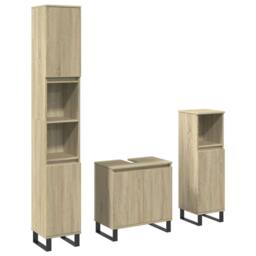 Berkfield Home 3 Piece Bathroom Furniture Set Sonoma Oak Engineered Wood in Light Tan
