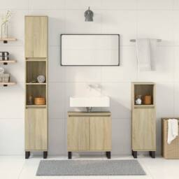 Berkfield Home 3 Piece Bathroom Furniture Set Sonoma Oak Engineered Wood in Light Tan - thumbnail 3