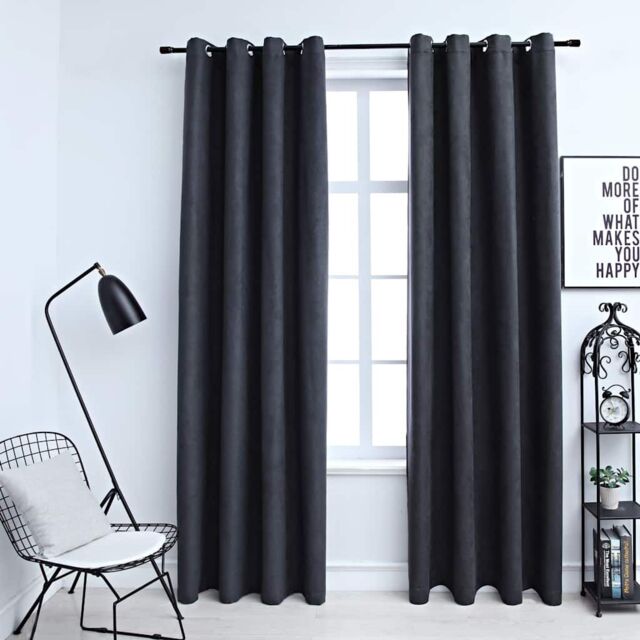 Berkfield Home Blackout Curtains with Metal Rings 2 pcs Anthracite 140x245 cm - image 1