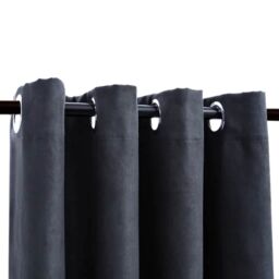 Berkfield Home Blackout Curtains with Metal Rings 2 pcs Anthracite 140x245 cm - thumbnail 3