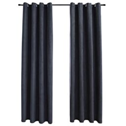 Berkfield Home Blackout Curtains with Metal Rings 2 pcs Anthracite 140x245 cm - thumbnail 2