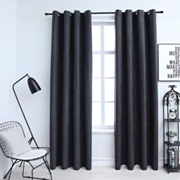 Berkfield Home Blackout Curtains with Metal Rings 2 pcs Anthracite 140x245 cm