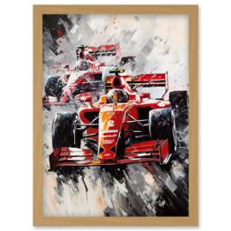 Artery8 Grand Prix Track Circuit Cars Racing Paint Splat Artwork Framed Wall Art Print A4 in Light Oak - thumbnail 1