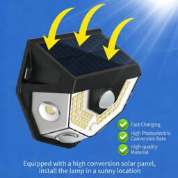 Obasyhig Solar Wall Light with Convex Lens & Infrared Motion Sensor—Style 2 in Black - thumbnail 5