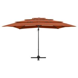 Berkfield Home 4-Tier Parasol with Aluminium Pole Terracotta 250x250 cm - thumbnail 3
