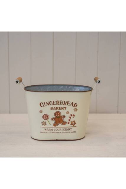 KDMD Small Cream 'Gingerbread Bakery' Oval Planter - image 1