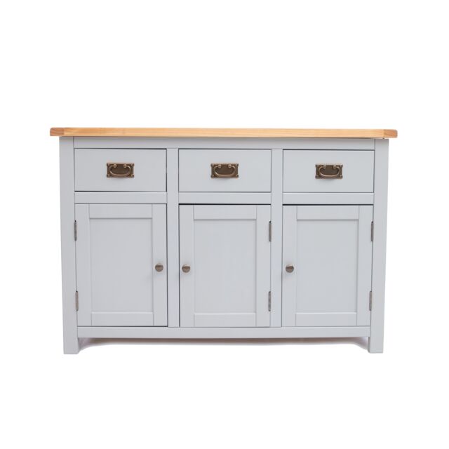 Cabinet Bits Argenta Light Grey 3 Drawer 3 Door Sideboard Brass Drop Handle - image 1