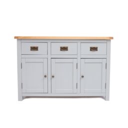 Cabinet Bits Argenta Light Grey 3 Drawer 3 Door Sideboard Brass Drop Handle