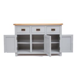 Cabinet Bits Argenta Light Grey 3 Drawer 3 Door Sideboard Brass Drop Handle - thumbnail 6