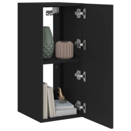 Berkfield Home TV Wall Cabinet with LED Lights Black 30.5x35x70 cm - thumbnail 7