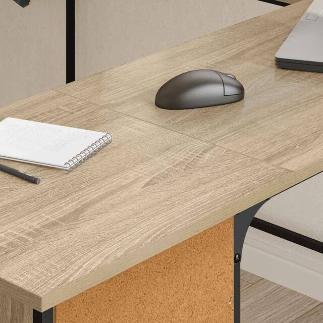 Berkfield Home Decorative Desk Sonoma Oak 141x141x75 cm Engineered Wood in Light Oak - Size: 141 x 141 x 75 cm - image 1