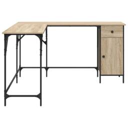 Berkfield Home Decorative Desk Sonoma Oak 141x141x75 cm Engineered Wood in Light Oak - Size: 141 x 141 x 75 cm - thumbnail 7