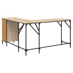 Berkfield Home Decorative Desk Sonoma Oak 141x141x75 cm Engineered Wood in Light Oak - Size: 141 x 141 x 75 cm - thumbnail 8