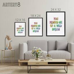 "Artery8 You Remind Me Of A Wild Dream Bright Colourful Framed Canvas Art Print - Size: W12"" x H16""" - thumbnail 4
